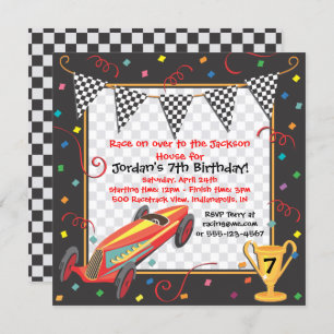 Retro Race Car Anniversaire Fête Invitation