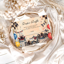 Retro Race Car Baby Shower Diapper Raffle Begleitkarte