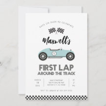 Retro Race Car First Lap Around the Track Birthday
