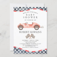 Retro Race Car Gender Neutral Baby Dusche