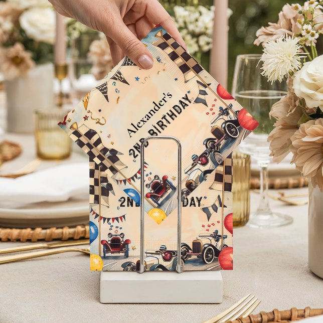 Retro Race Track Two Fast Birthday Serviette (Von Creator hochgeladen)