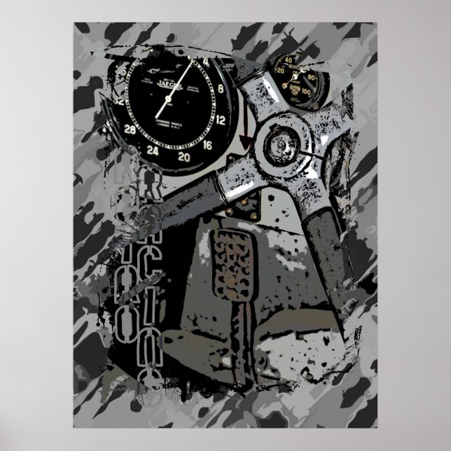 Retro Racing - grauer Spritzer Poster (Vorne)