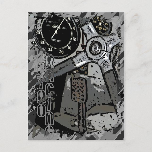 Retro Racing - grauer Spritzer Postkarte (Vorderseite)