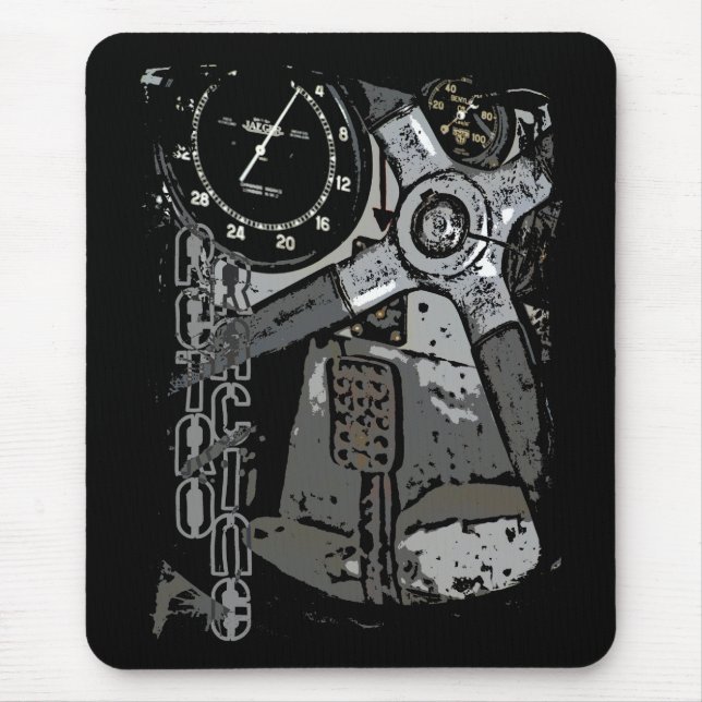 Retro Racing Oldtimer Details Grafikdesign Mousepad (Vorne)