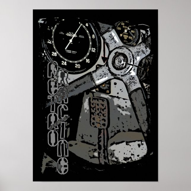 Retro Racing Oldtimer Details Grafikdesign Poster (Vorne)