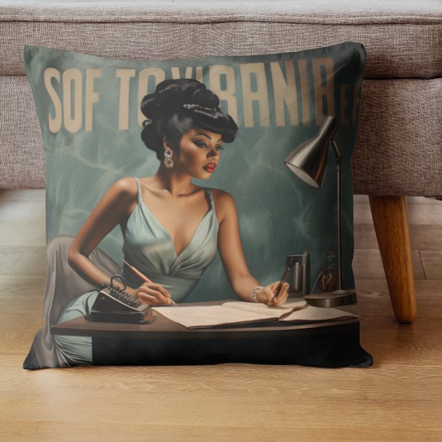 Retro Radiance Black Woman Vintager Glamour Kissen (Von Creator hochgeladen)