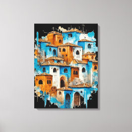 Retro Radiance: Chefchaouen's Blue Majesty Leinwanddruck