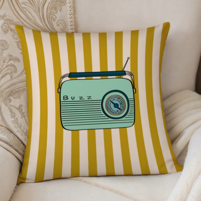 Retro Radio and Gold Stripes, Accent Pillow,  Kissen (Von Creator hochgeladen)