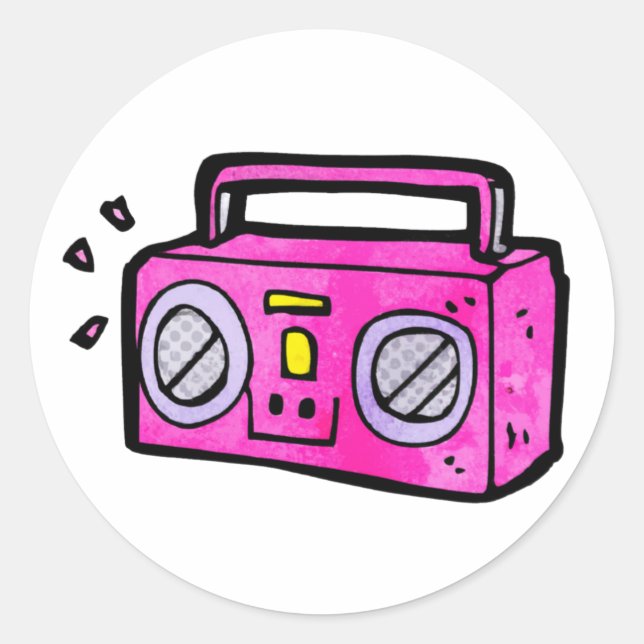 Retro Radio Boombox Runder Aufkleber (Vorderseite)