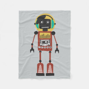 Retro Radio Robot Fleecedecke