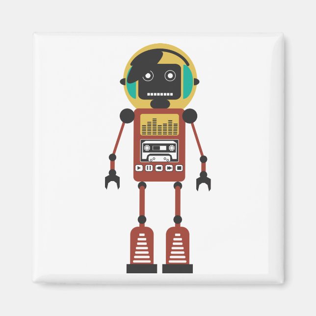 Retro Radio Robot Magnet (Vorne)