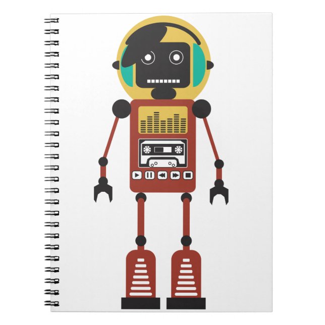 Retro Radio Robot Notizblock (Vorderseite)