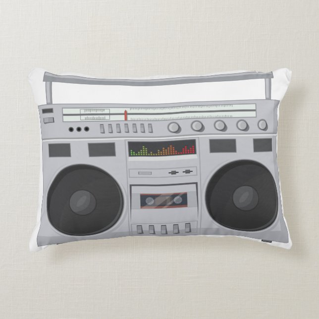 Retro Radio- und Kassettenmusik-Set Dekokissen (Vorderseite)