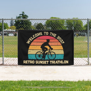 Retro-Radsport-Sonnenuntergang-Custom-Triathlon Banner