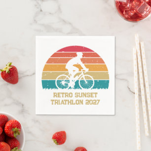 Retro-Radsport-Sonnenuntergang-Custom-Triathlon Serviette
