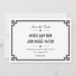 Retro-Rahmen Weiß Art Deco Save-the-Date-Karte Save The Date