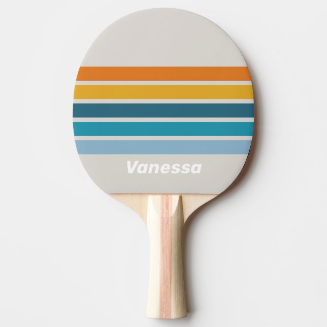 Retro Rainbow Across Striping with Name Tischtennis Schläger (Vorderseite)