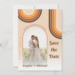 Retro Rainbow Arched Foto Boho 70er Groovy Trendy Save The Date