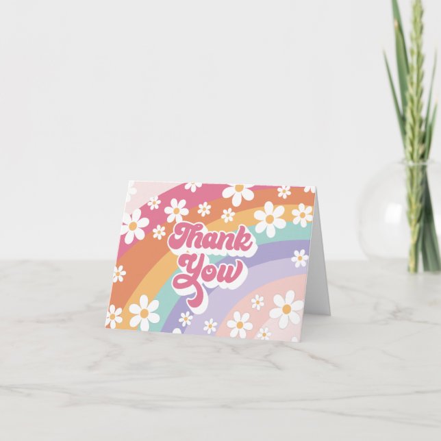 Retro Rainbow Birthday Danke (Vorderseite)