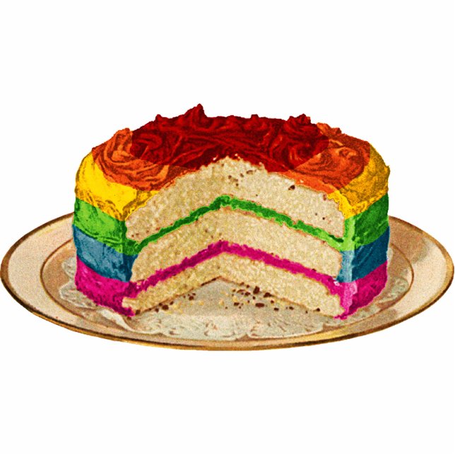 Retro Rainbow Cake Fotoskulptur Ornament (Vorne)