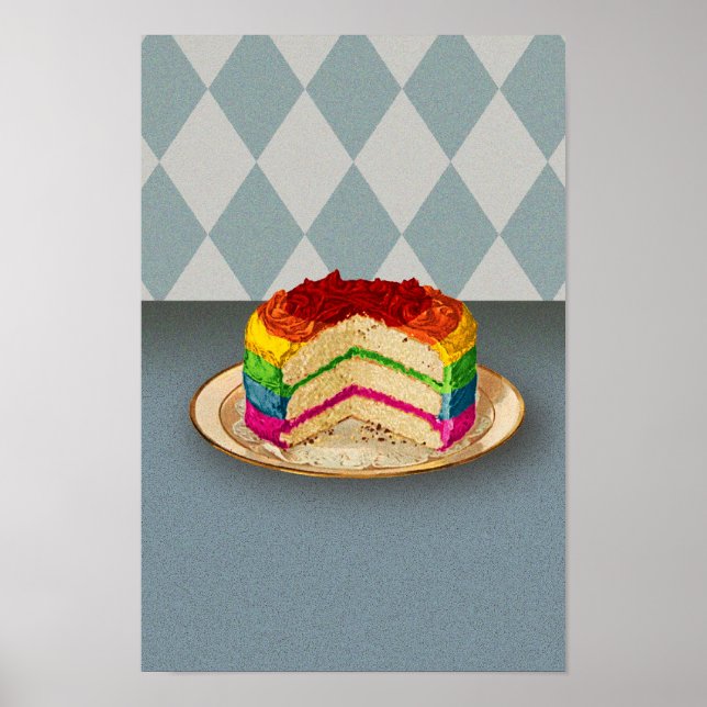 Retro Rainbow Cake Poster (Vorne)