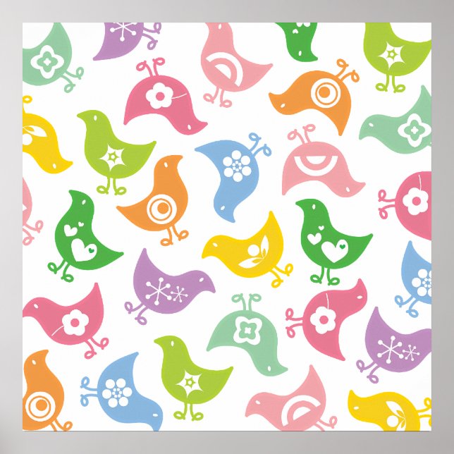 Retro Rainbow Chicks Color Fun Poster personnalisé (Devant)