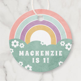 Retro Rainbow & Daisies Kid's Gastgeschenk Geschen Geschenkanhänger