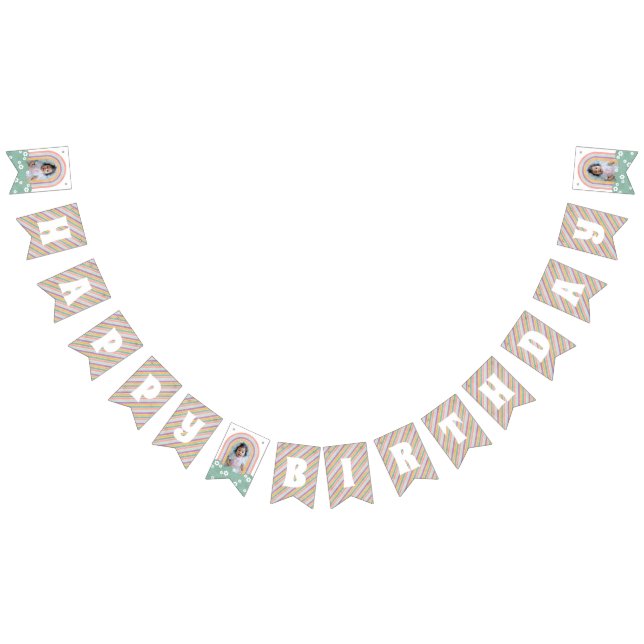 Retro Rainbow & Daisis Geburtstagsbanner Wimpelkette (Alle)