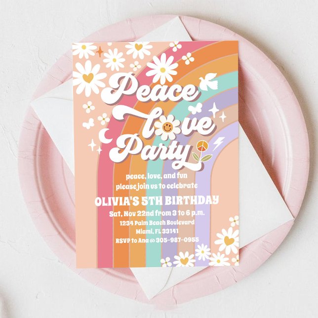 Retro Rainbow Daisy Birthday Invitation (Créateur téléchargé)