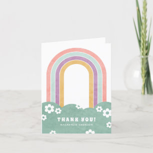 Retro Rainbow & Daisy Carte de remerciements - Min