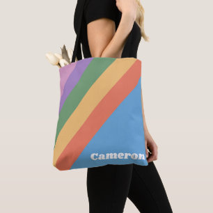 Retro Rainbow Diagonal Streifen Personalisiert Tasche