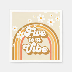Retro Rainbow FIVE ist ein Vibe Groovy 5. Geburtst Serviette