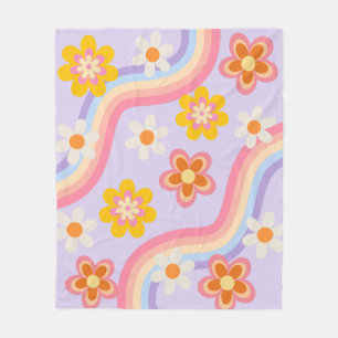 Retro Rainbow floral Fleecedecke