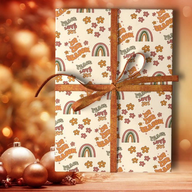 Retro Rainbow Flower Christmas Geschenkpapier (Von Creator hochgeladen)