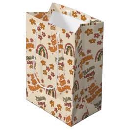 Retro Rainbow Flower Christmas Mittlere Geschenktüte