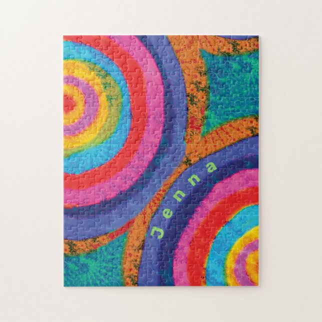 Retro Rainbow Fraktal Monogramm Name (Vertikal)