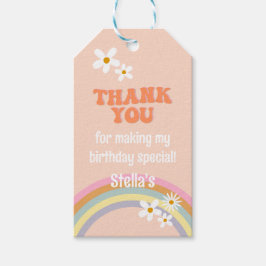 Retro Rainbow Groovy One Daisy Geschenkanhänger