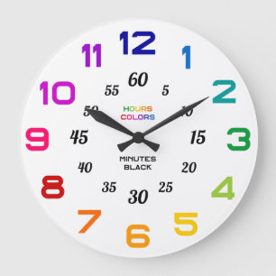 Retro Rainbow Learn to Tell Time Kids Classroom Große Wanduhr
