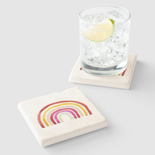 Retro Rainbow niedliche Wasserfarbe Steinuntersetzer