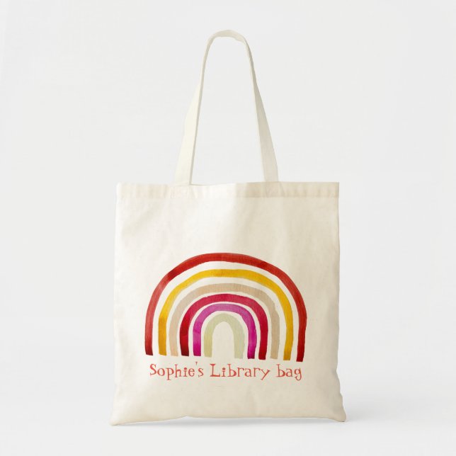 Retro Rainbow niedliche Wasserfarbe Tragetasche (Vorne)