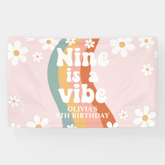 Retro Rainbow Nine ist ein Vibe Daisy 9TH Banner (Horizontal)