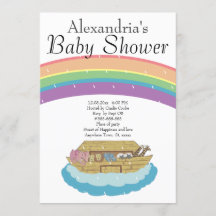 Retro Rainbow Noahs Ark Baby Shower Einladung