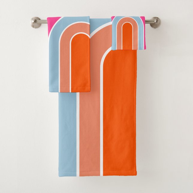Retro Rainbow Orange Badhandtuch Set (Insitu)