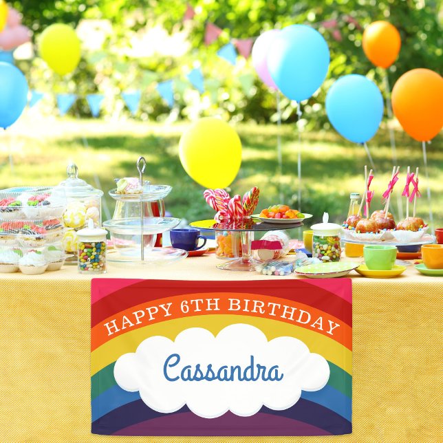 Retro Rainbow Personalisiert Name Happy Birthday Banner (Von Creator hochgeladen)
