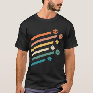 Retro Rainbow Polyhedral Dice Set Colorsabletop RP T-Shirt