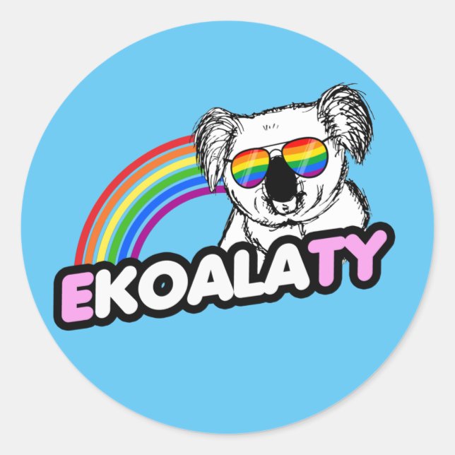 Retro Rainbow Pride T - Shirt Runder Aufkleber (Vorderseite)