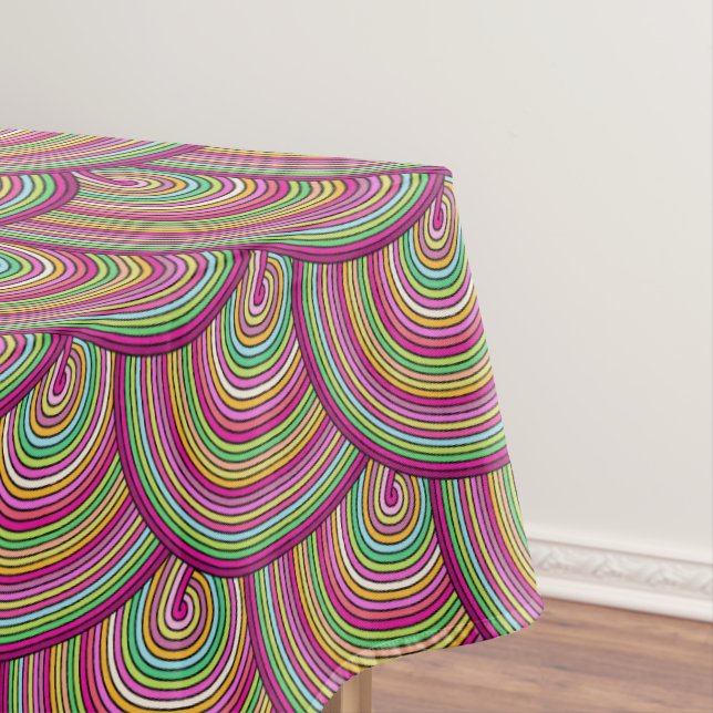 Retro Rainbow Psychedelic Circles Pattern Tischdecke (Beispiel)