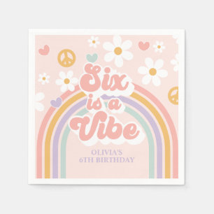 Retro Rainbow Six ist eine Stimmung 6. Geburtstag Serviette