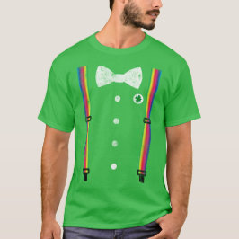 Retro Rainbow Suspender Leprechaun St Patricks Day T-Shirt