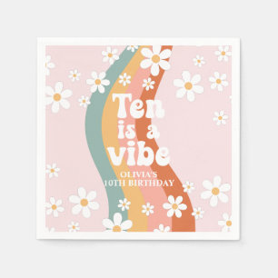 Retro Rainbow Ten ist ein Vibe Daisy 10. Geburtsta Serviette